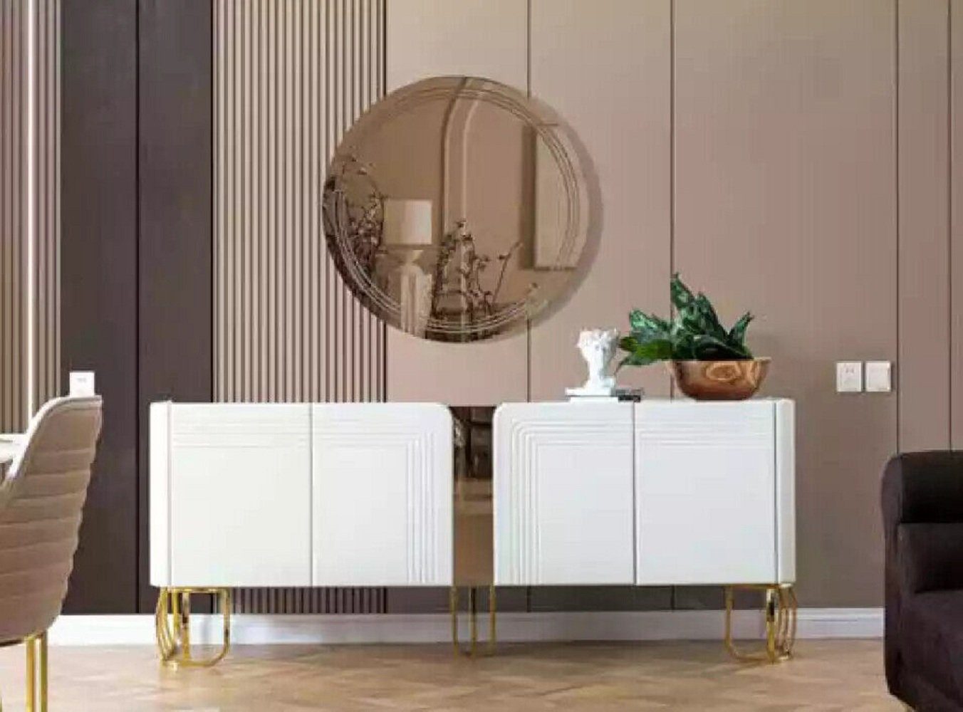 JVmoebel Anrichte Wohnzimmer Sideboard Spiegel Set Luxus Modern Holz 2tlg (2 St., Sideboard + Spiegel), Made in Europa