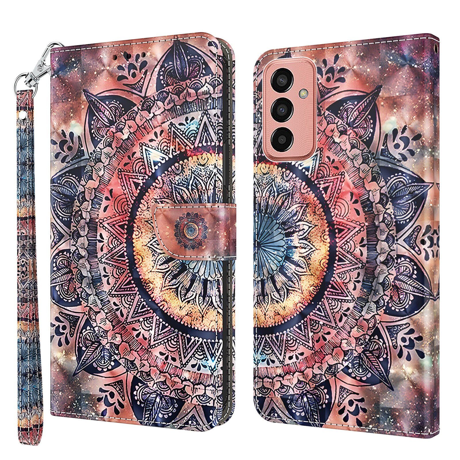 CLM-Tech Handytasche Hülle für Samsung Galaxy A23 5G Tasche aus Kunstleder Klapphülle (Malerei Blume bunt, Samsung Galaxy A23 5G Handyhülle Wallet Flip Case Cover Etui), Standfunktion, Kartenfächer, Magnetverschluss