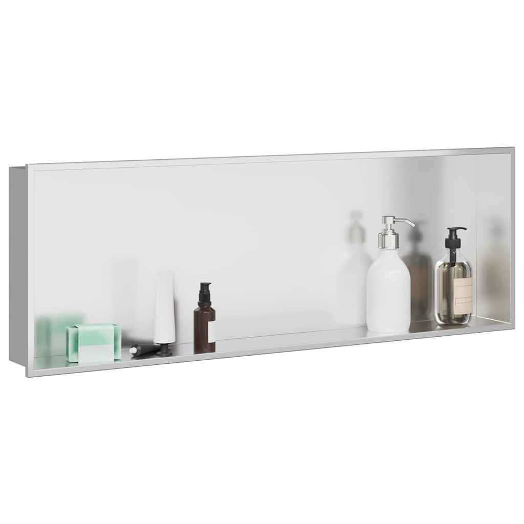 vidaXL Duschwand Duschnische Silber 90 x 30 x 9,5 cm Edelstahl, (1 tlg)
