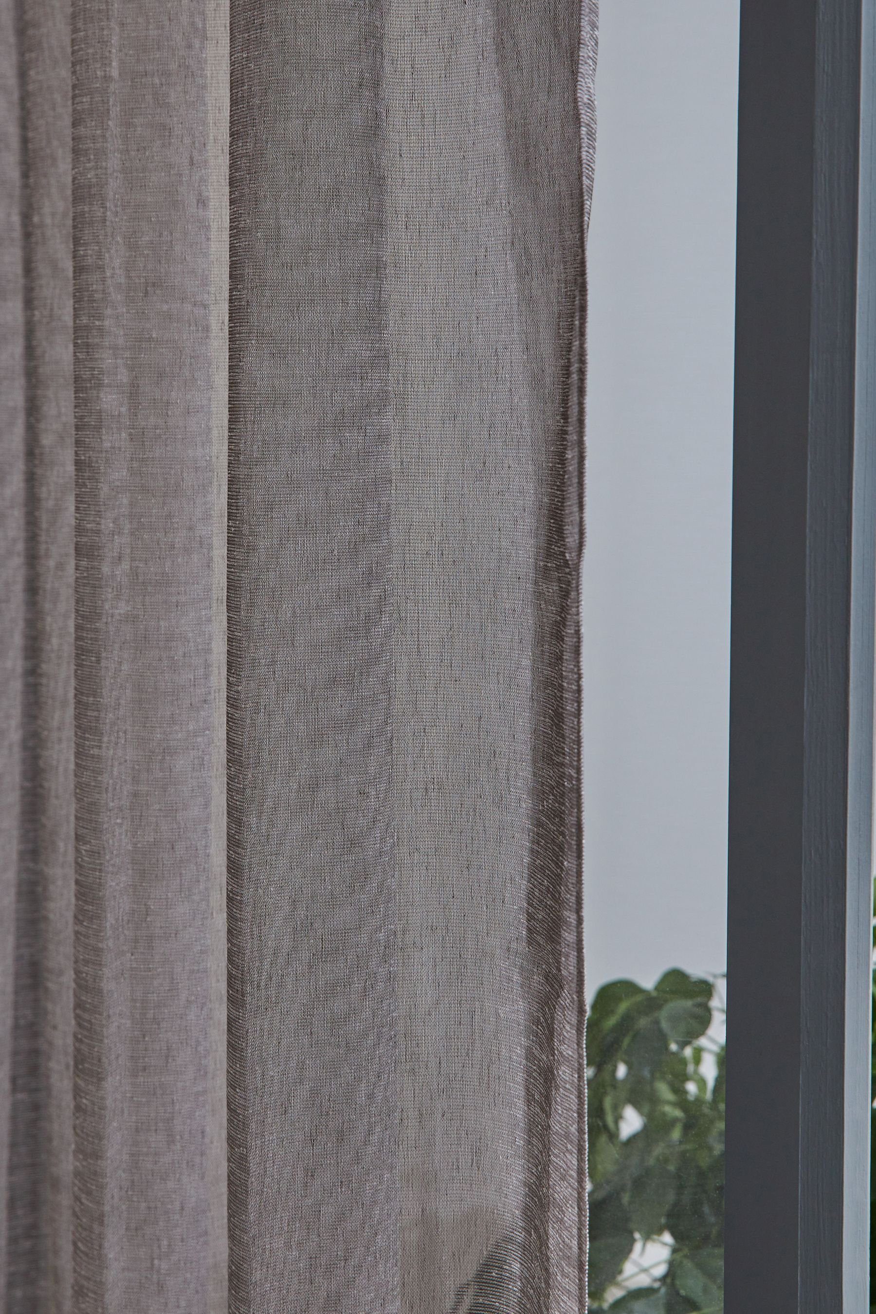 Next Gardine Transparente Voile-Schlaufenvorhänge Leinenoptik, (1 günstig online kaufen