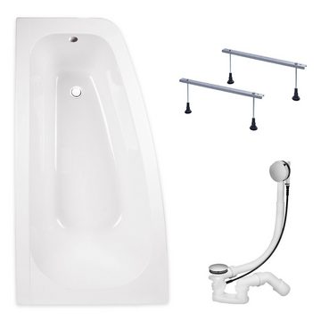 KOLMAN Badewanne Eckbadewanne Luna 150x80, (Links/Rechts), Acrylschürze Styroporverkleidung, Ablauf VIEGA & Füße GRATIS