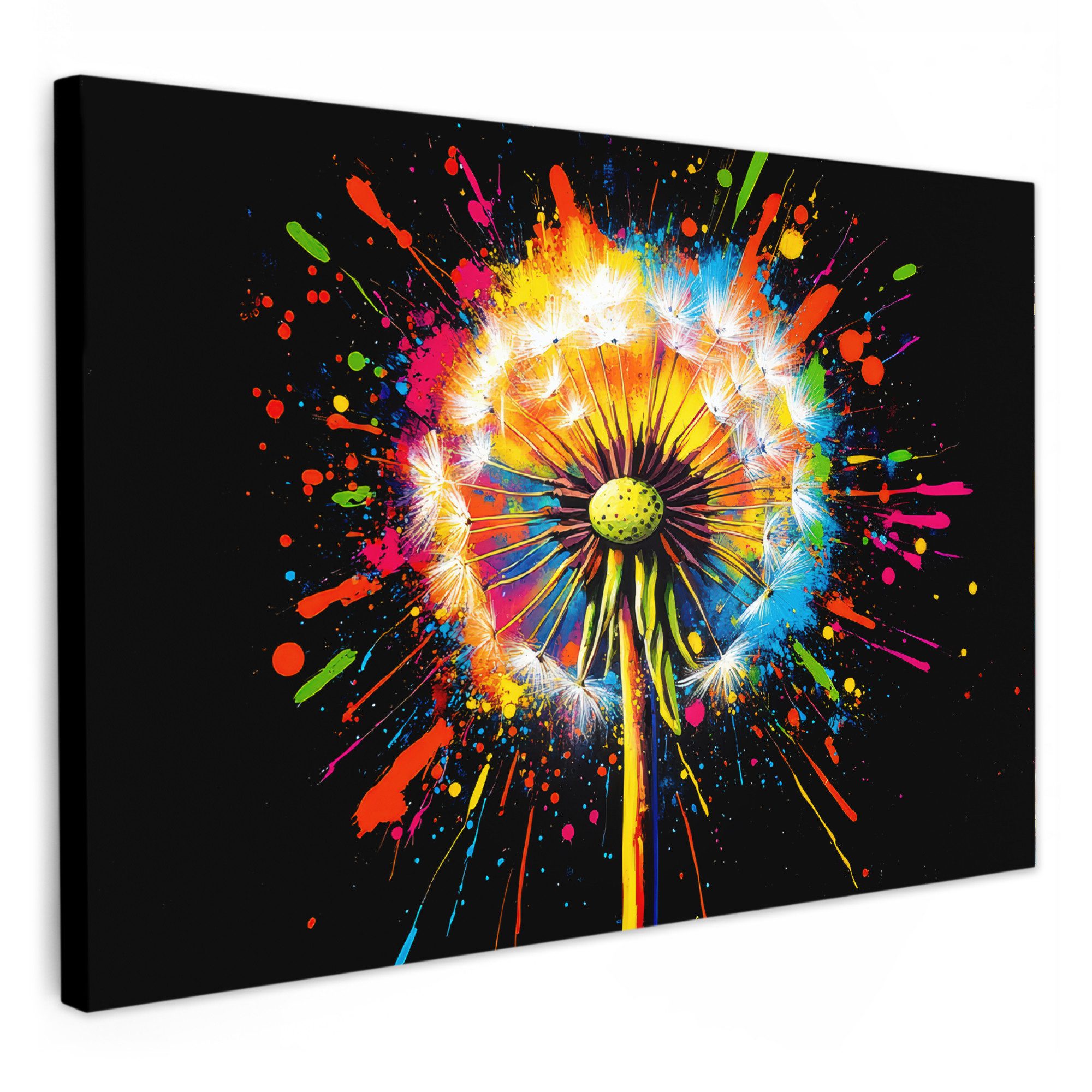 OneMillionCanvasses® Leinwandbild Löwenzahn - Graffiti - Farbenfroh - Blume günstig online kaufen