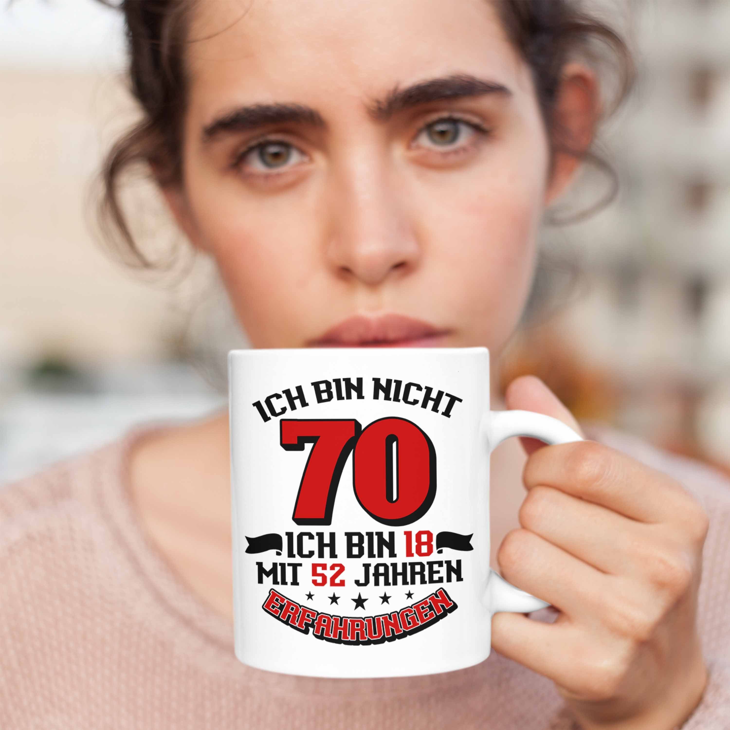 Trendation 18 Geschenkidee 70. Geburtstag Frauen Tasse für Jahre Tasse Männer Weiss 70 Spruch
