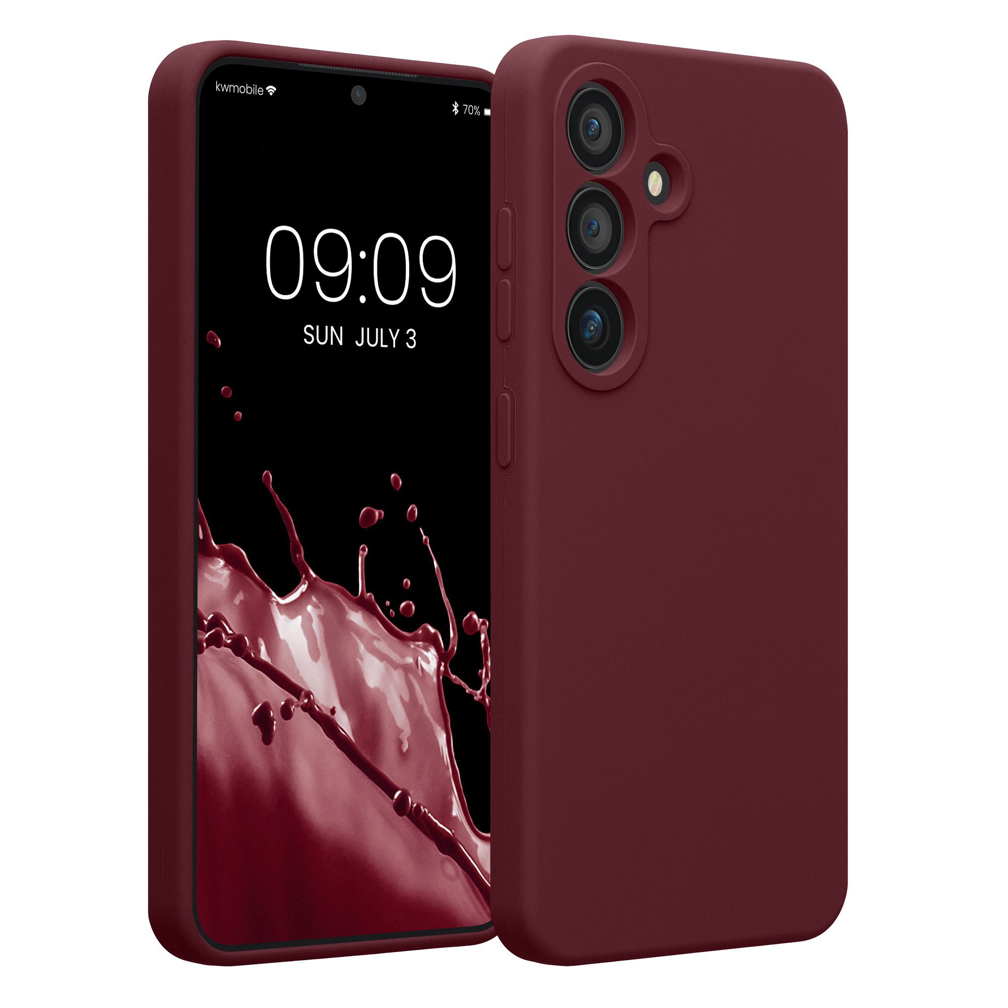 kwmobile Smartphone-Hülle Handyhülle für Samsung Galaxy S25 Hülle, Hülle Silikon gummiert - Handyhülle - Handy Case in Bordeaux Violett