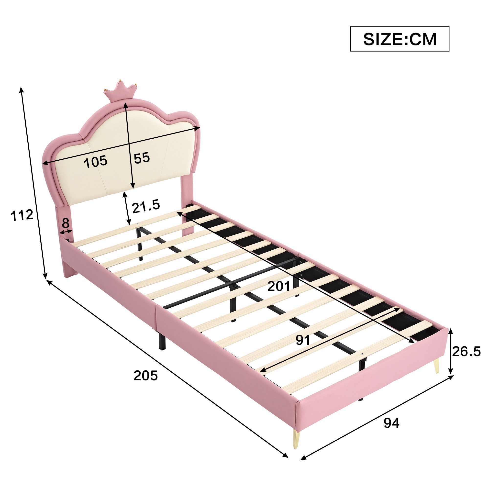 Flieks Polsterbett, Kinderbett Einzelbett 90x200cm mit Wellenform-Kopfteil günstig online kaufen