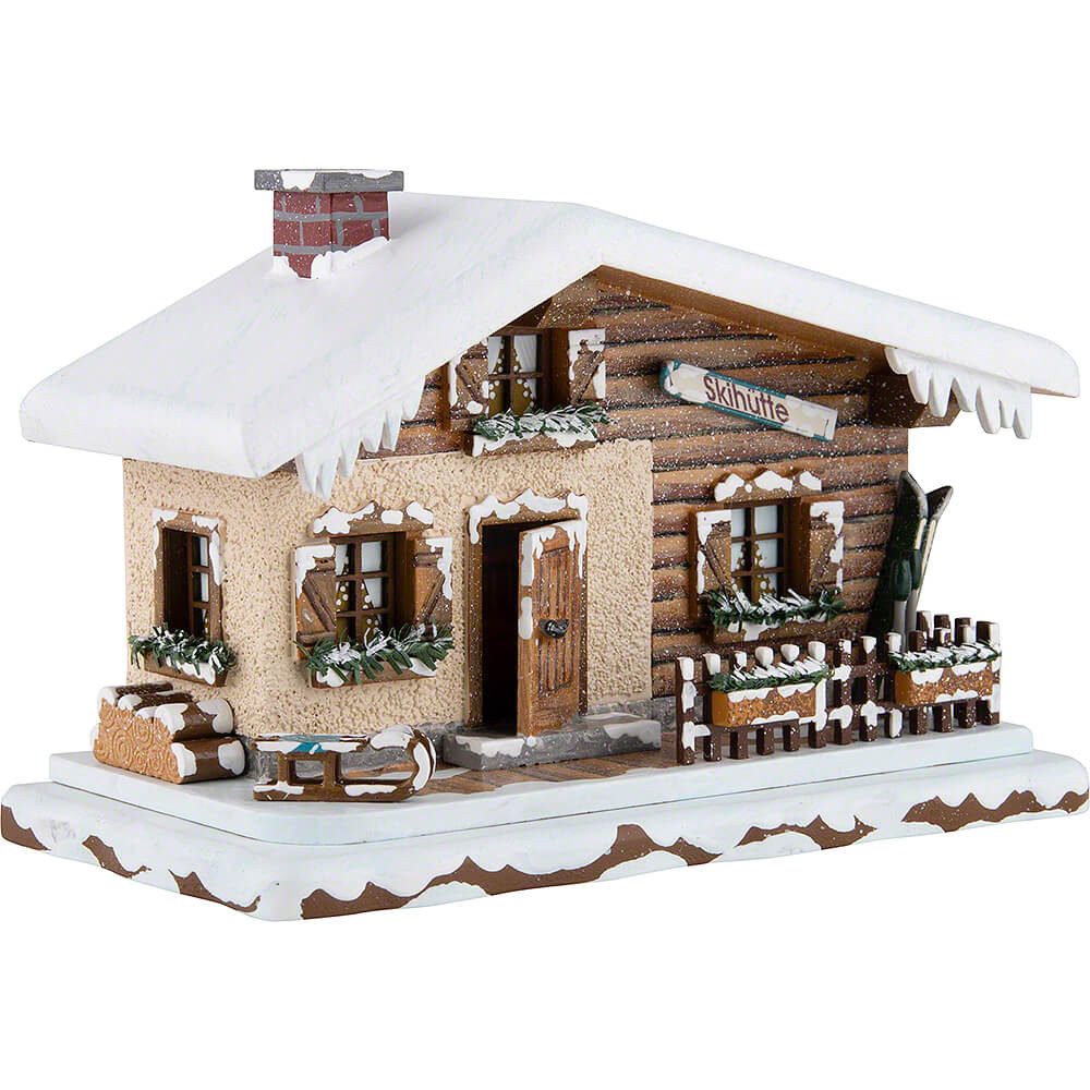 Hubrig Volkskunst GmbH Schwibbogen Winterhaus Skihütte (10cm) von Hubrig Volkskunst