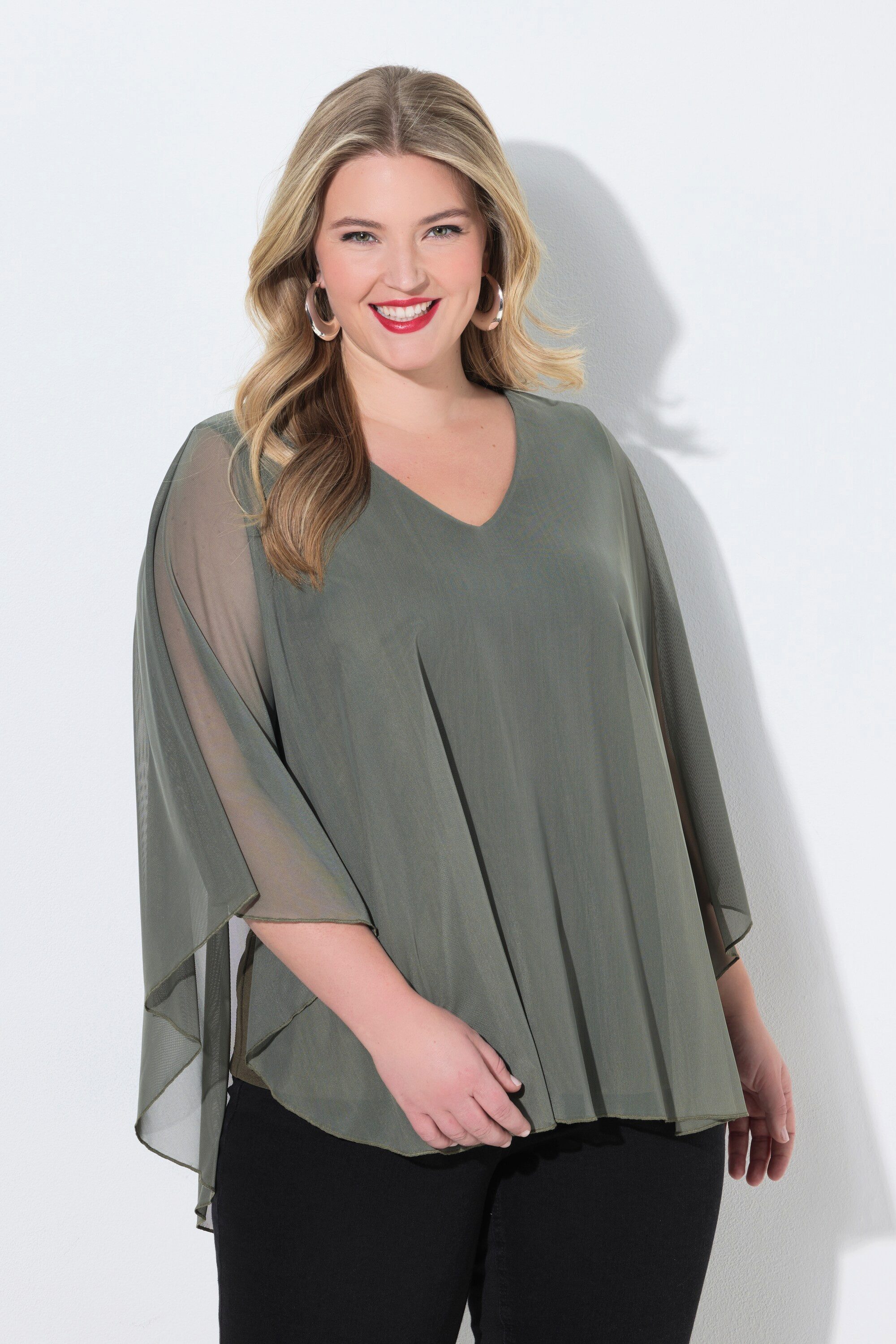 MIAMODA Longbluse Meshbluse weite Passform Muster Rückenschlitz