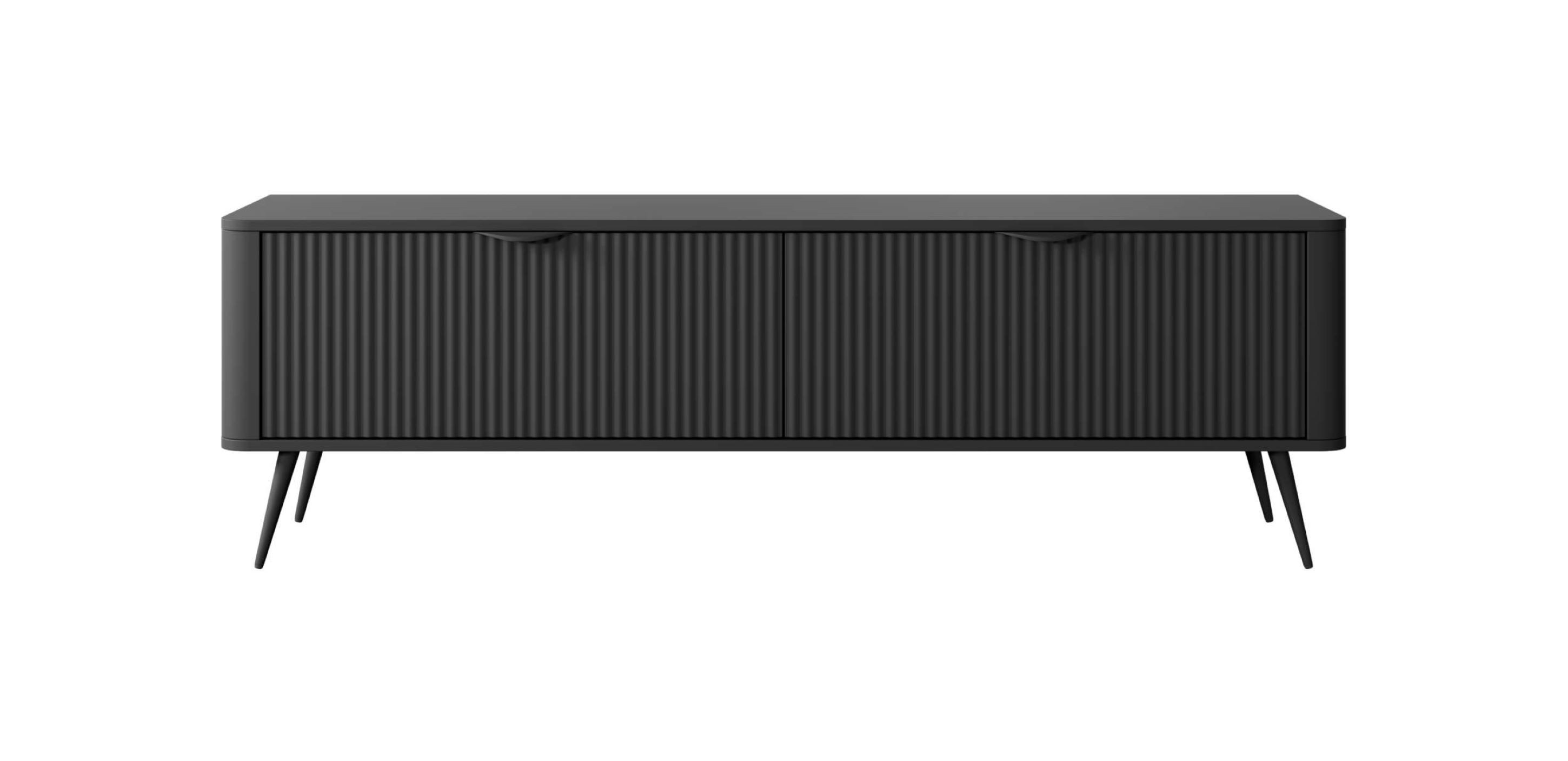 99rooms Lowboard Talan (TV-Kommode, TV-Schrank), Modern, 2 Fächer, 2 Klappen, Griffe und Füße aus Metall in schwarz