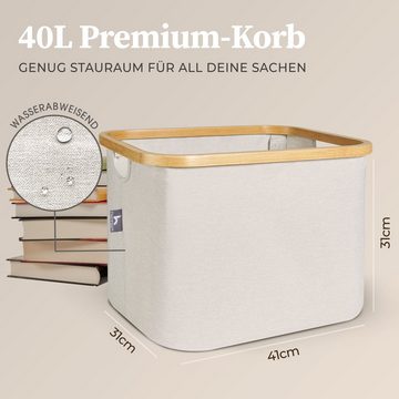 HENNEZ Aufbewahrungskorb Wäschekorb - 40L Perfekt für Kallax Regal, 100% Bambus Rahmen