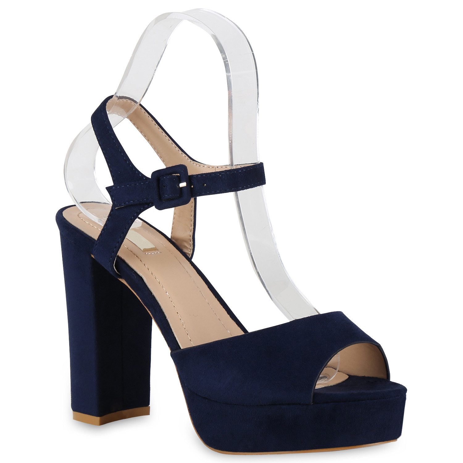 VAN HILL 826158 Plateausandaletten Damen Plateau Sandaletten Blockabsatz Party High Heels
