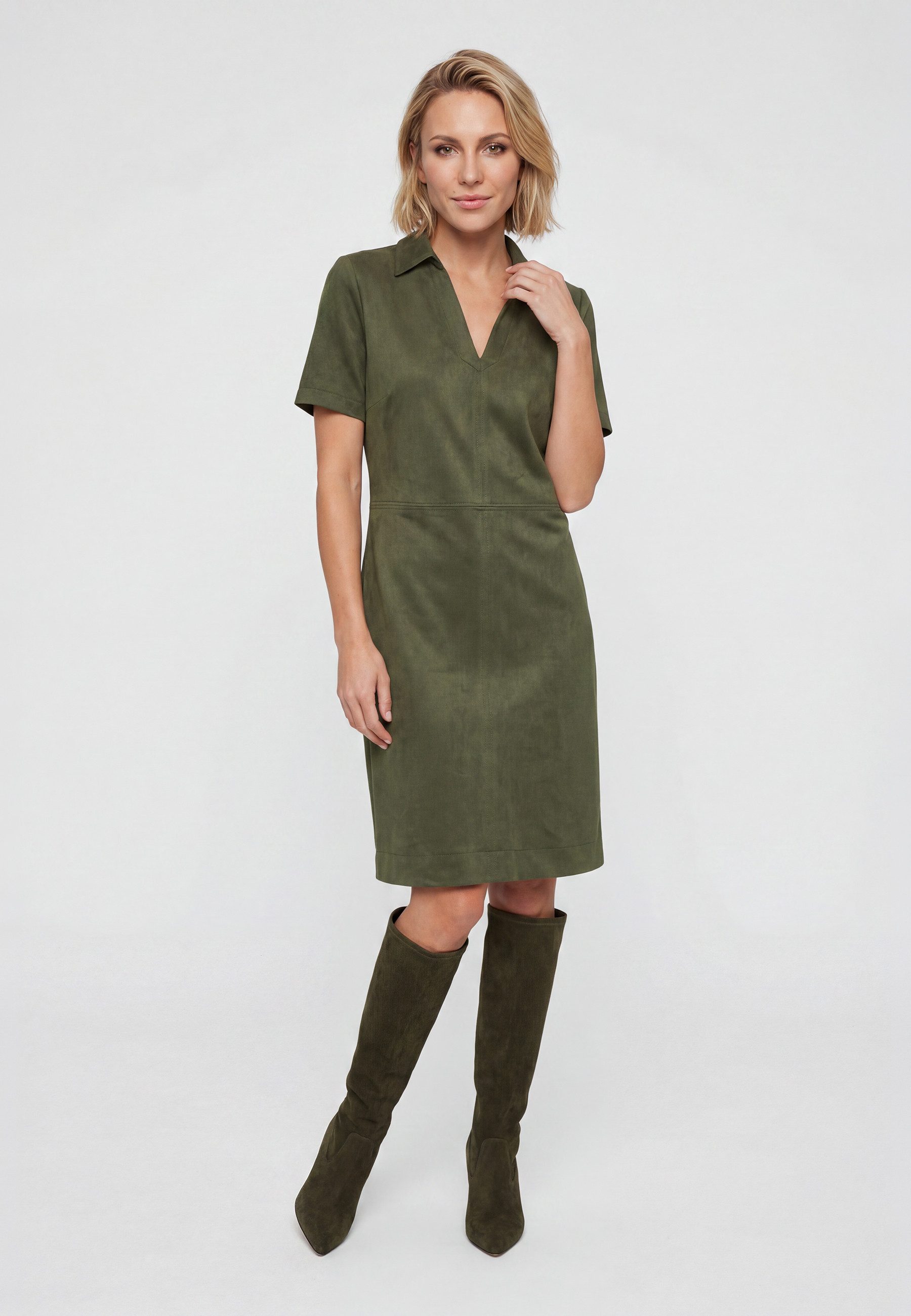 Olsen Midikleid mit Hemdblusenkragen