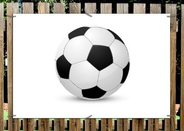 Wallario Sichtschutzzaunmatten Fußball klassisch vor weißem Hintergrund
