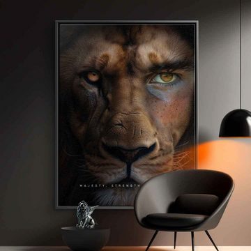 DOTCOMCANVAS® Leinwandbild Lion Fusion, Leinwandbild Lion Fusion Motivation Fokus Erfolg Macht Stärke