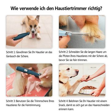 HUNKA Hundeschermaschine Rasierer für Haustiere/5 Stück, elektrischer Trimmer, Fußhaarschneider, Hunde-/Katzenreinigungsgerät mit LED-Licht, wiederaufladbar