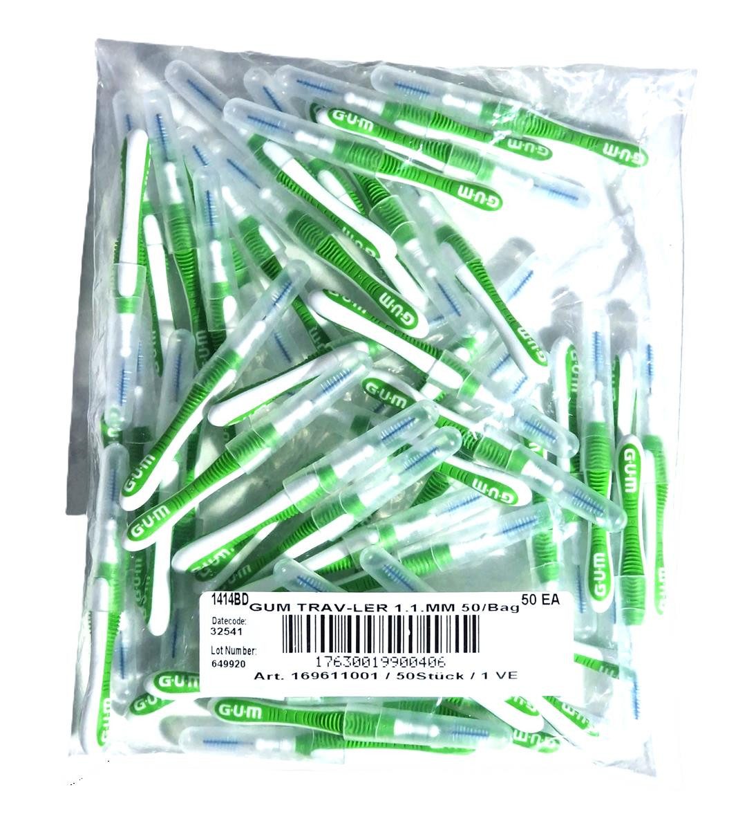 GUM Interdentalbürsten GUM TRAV-LER Interdentalbürsten hellgrün 1,1mm - 50 Stück im Beutel
