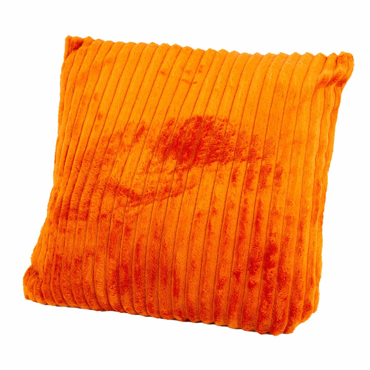 SCHÖNER LEBEN. Fellkissen Kuschelkissen Cordoptik Plüsch orange 45x45cm Sofakissen