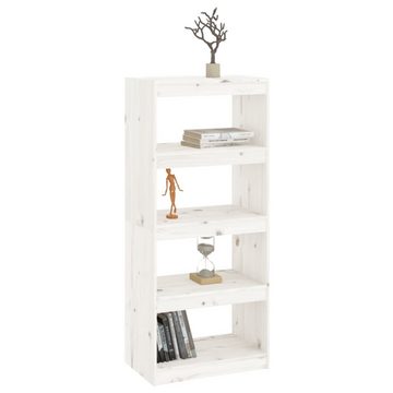 furnicato Bücherregal Raumteiler Weiß 60x30x135,5 cm Massivholz Kiefer