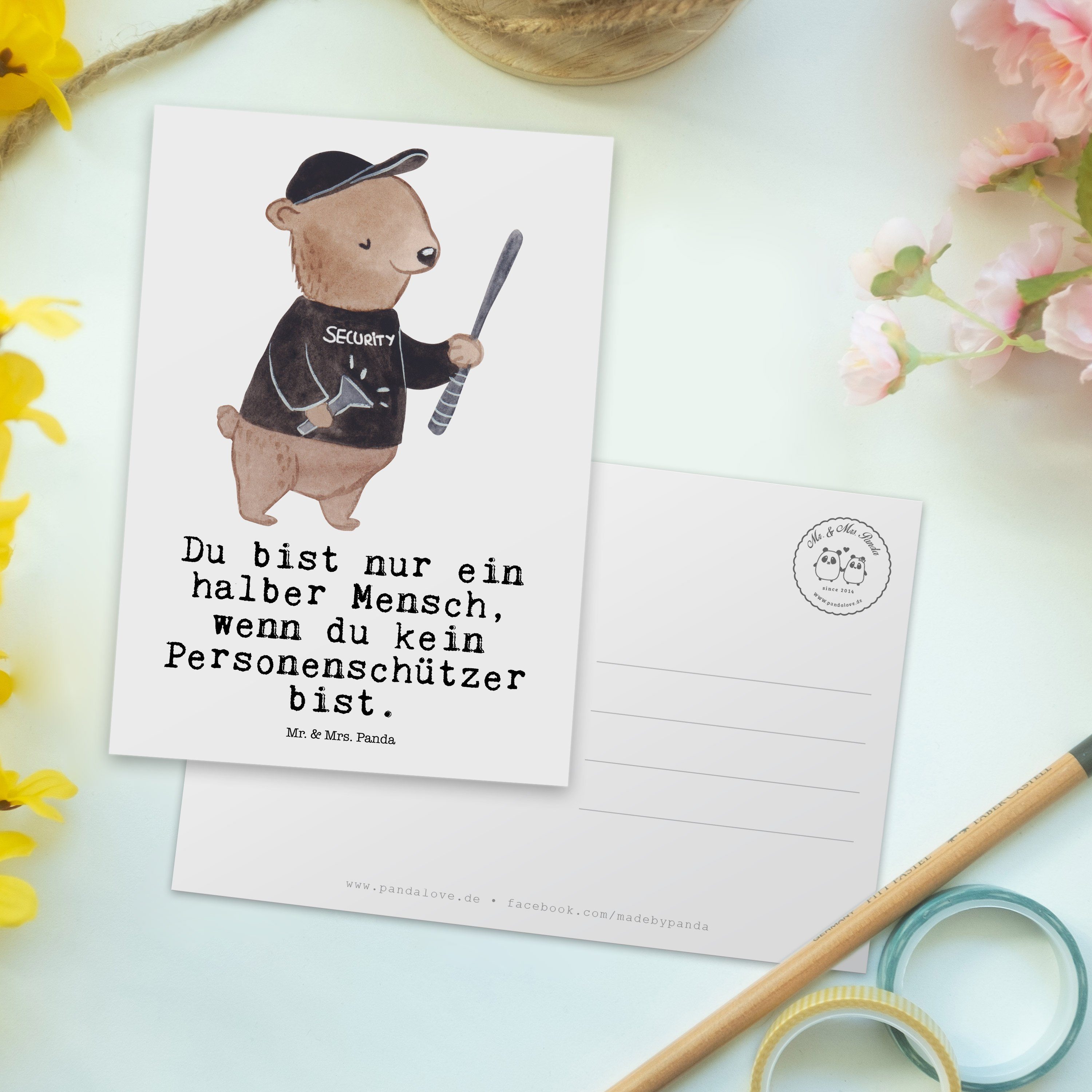 mit & Mrs. Herz Beruf, Abschied, - Weiß Postkarte Einladu - Panda Geschenk, Mr. Personenschützer