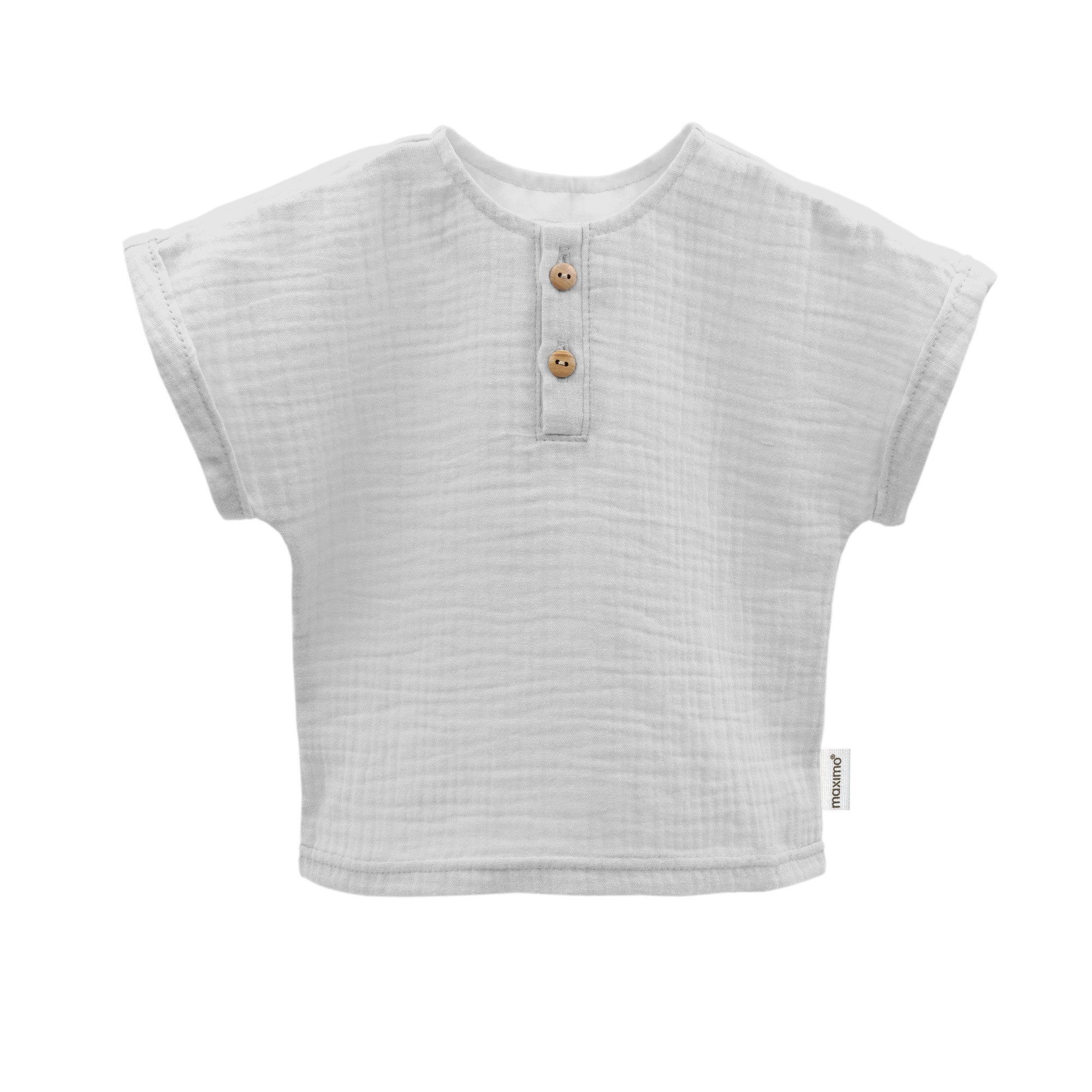T-Shirt GOTS MINI BOY-Hemd, kurzer Arm Musselin