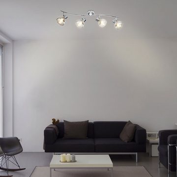 etc-shop LED Deckenleuchte, Leuchtmittel nicht inklusive, Deckenleuchte Esszimmerlampe Spots beweglich 4 Flammig Metall Glas