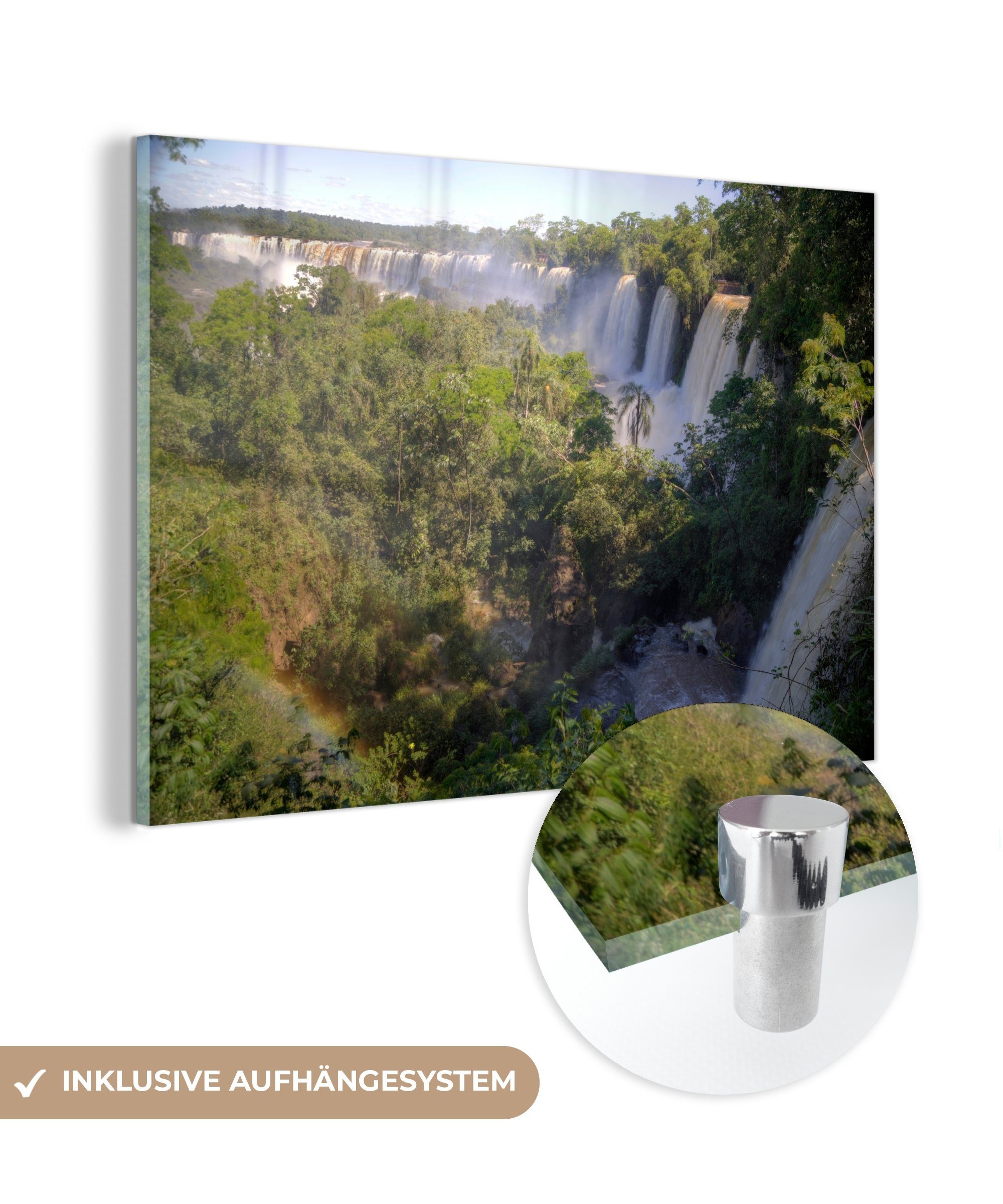 MuchoWow Acrylglasbild Iguazu-Wasserfall der längste Wasserfall der Welt in Brasilien, (1 St), Acrylglasbilder Wohnzimmer & Schlafzimmer