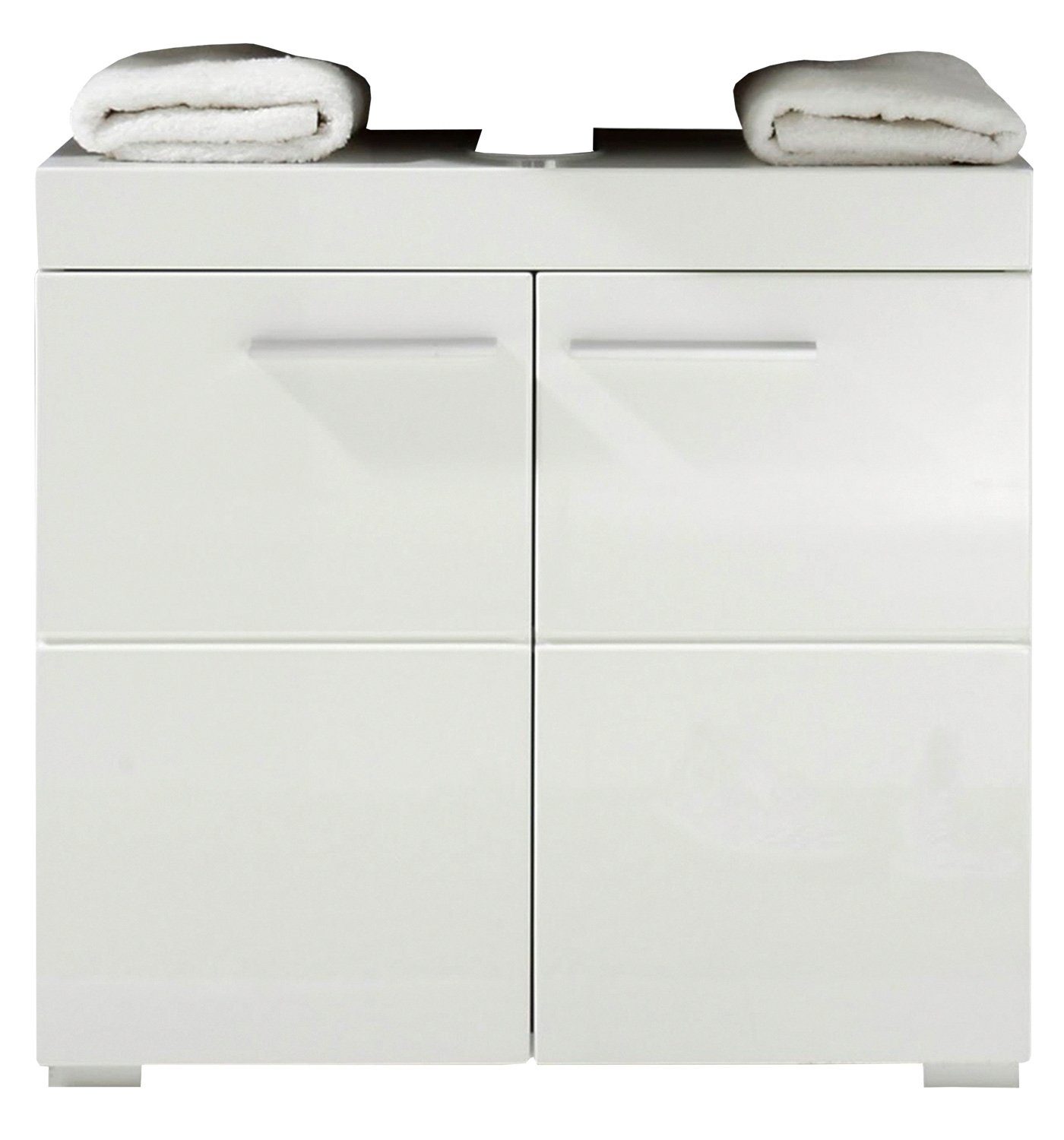 trendteam Waschbeckenunterschrank AMANDA, Weiß Hochglanz, Weiß matt, mit 2 Türen, 60 x 56 x 34 cm