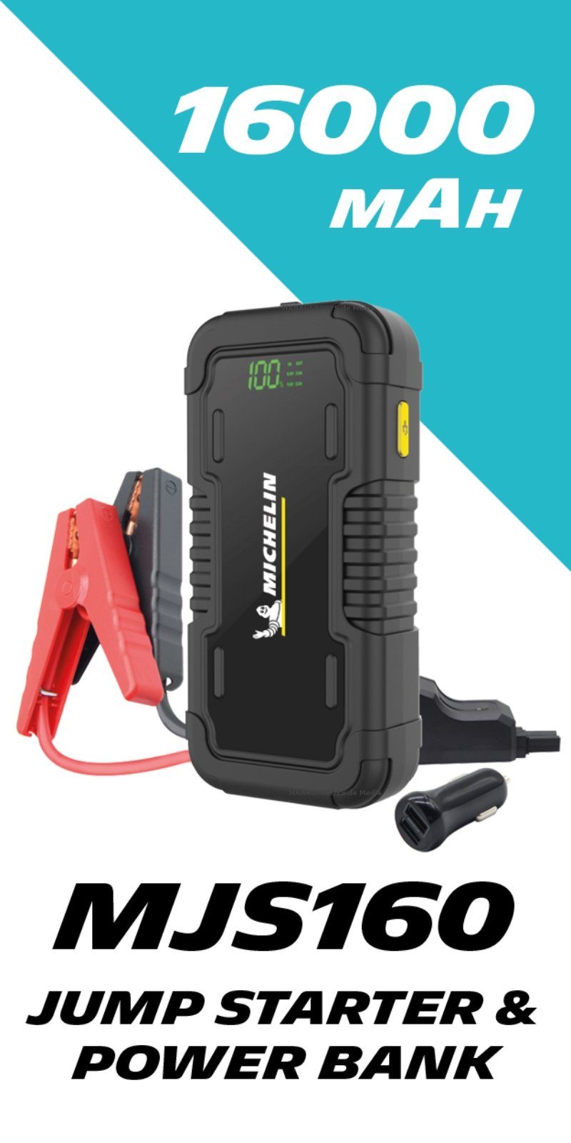 MJS160 Auto KFZ Jump Starter Powerbank 16.000 mAh Ladegerät Akku Starthilfegerät
