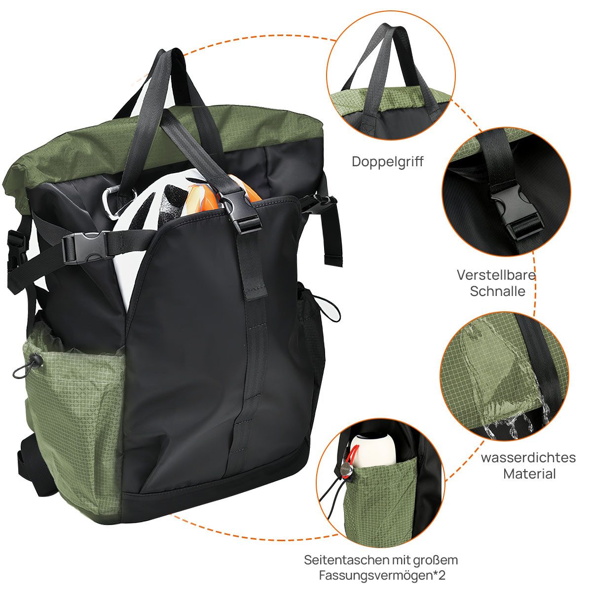 NULSTA Reiserucksack Hochwertiger Leichter Rolltop Rucksack günstig online kaufen