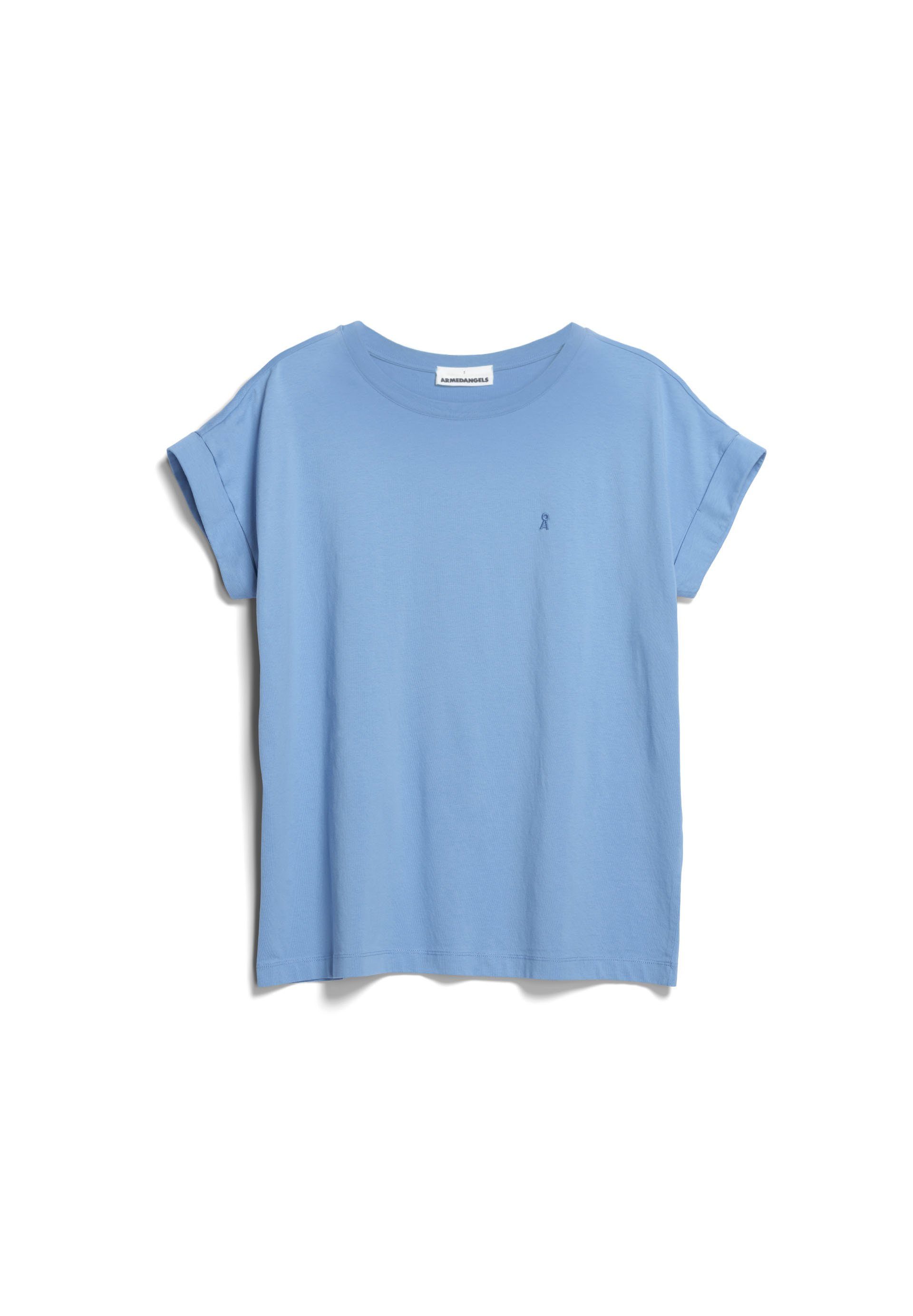 Armedangels T-Shirt IDAARA Damen T-Shirt iceberg Bio-Baumwolle aus Loose Fit blue Details Keine (1-tlg)