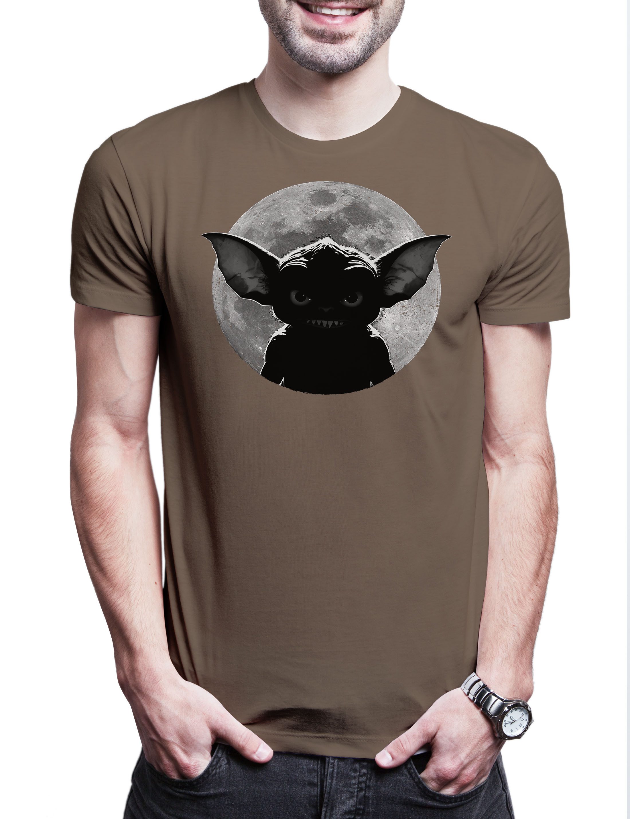 Print-Shirt Monster Moon Herren T-Shirt 80s Mond Gremlin Kult Gremlins Horror