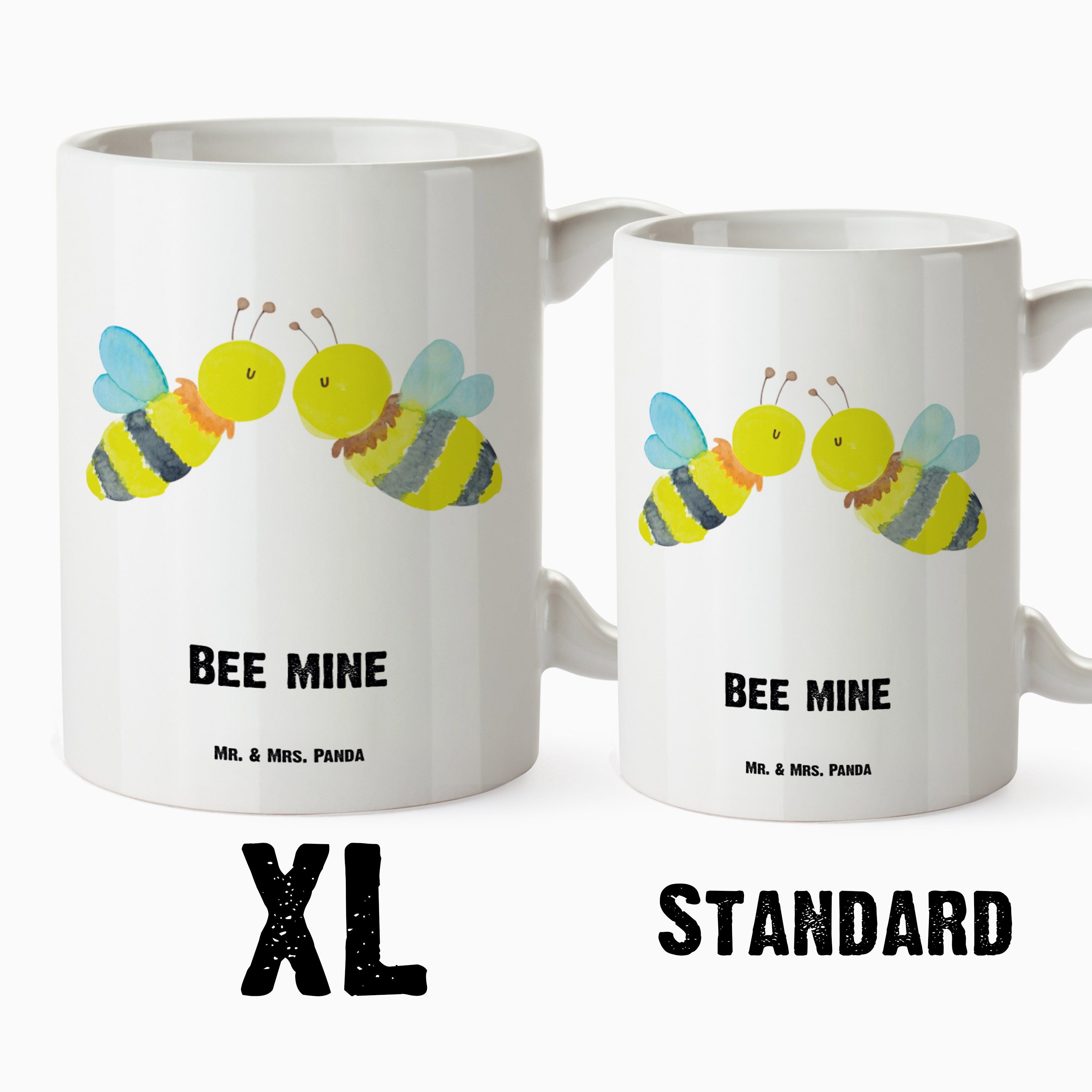 Mr. & Grosse Panda XL - Biene Geschenk, Liebe X, Groß, XL Tasse Kaffeetasse, Mrs. - Tasse Keramik Becher, Weiß