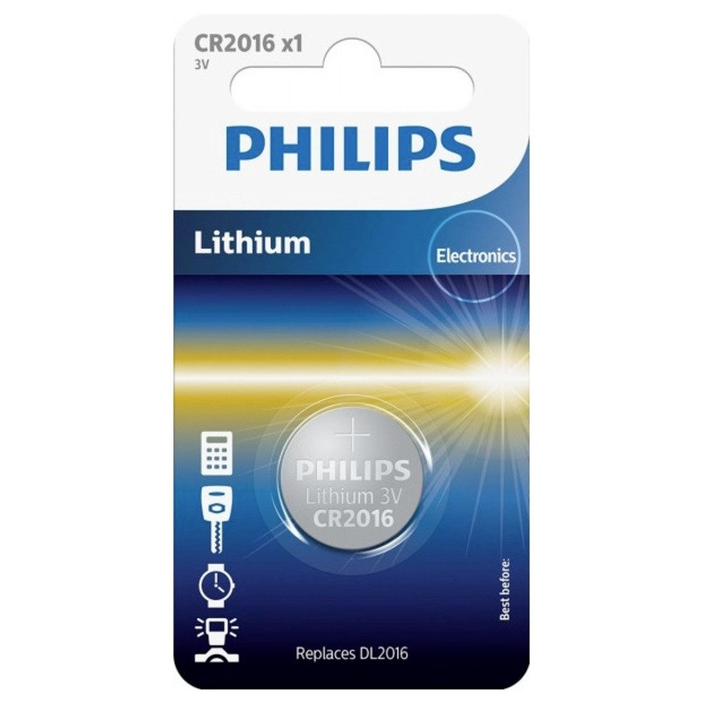 Philips Philips Knopfzelle CR 2016 3 V 1 St. Lithium Minicells Knopfzelle, (3.00 V)