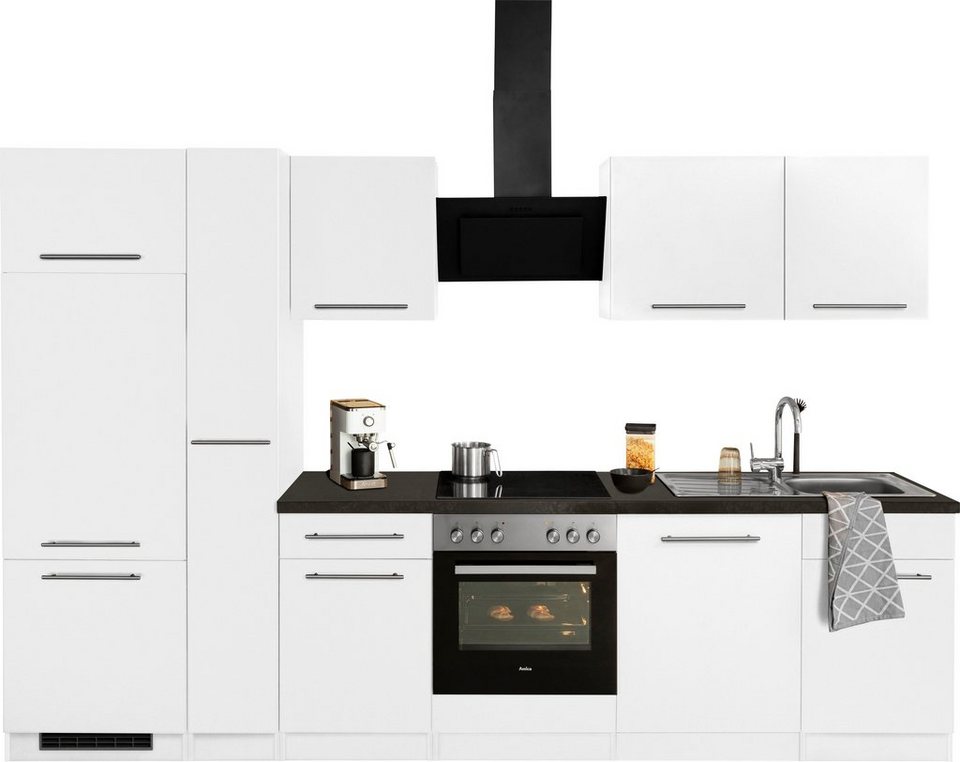 wiho Küchen Küchenzeile Unna, mit E-Geräten, Breite 310 cm, Mit 38 mm  starker Arbeitsplatte