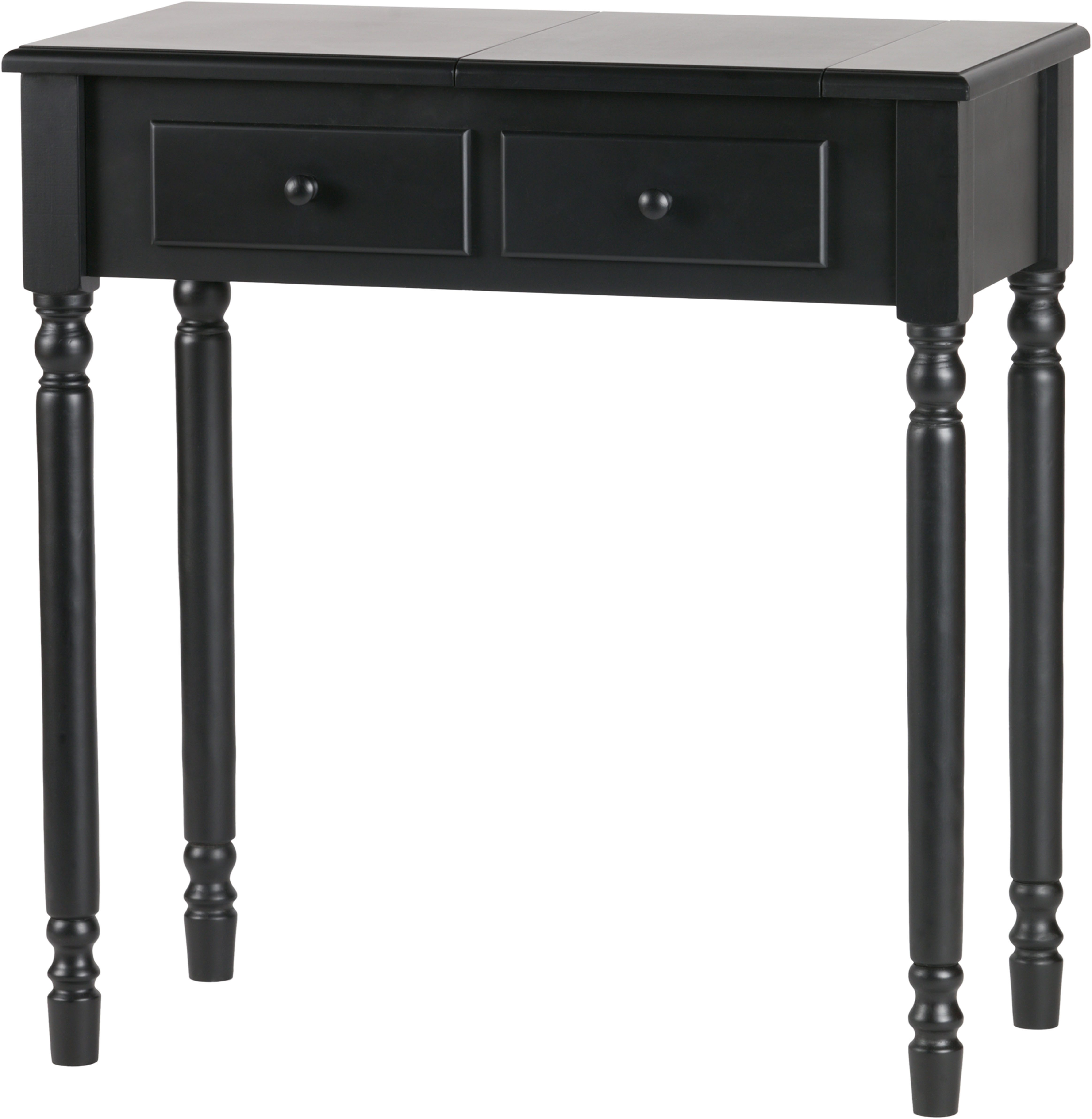 WOOOD Konsolentisch Romy Massivkiefer und integriertem Klappspiegel B 75 x T 38 x H 78 cm, Versteckte Fachaufteilung, einfach zu montieren, sichtbare Maserung