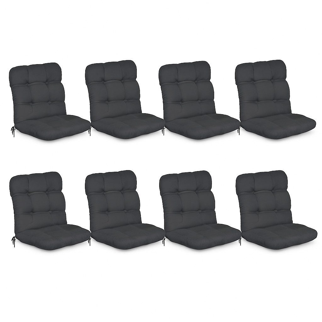 Beautissu Sitzauflage 8er Set Niedriglehner Auflagen Set Flair NL, 100x50x8cm, Graphitgrau, 8er Sitzkissen Niederlehner, Sitzpolster Gartenstuhl & Gartenmöbel