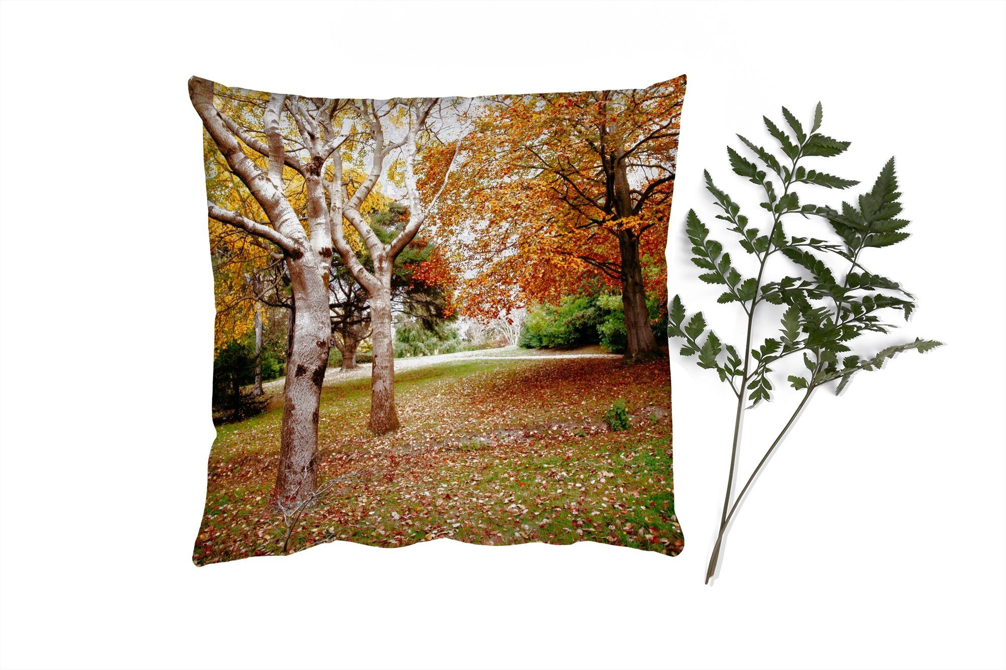 Natur, MuchoWow Herbst Bäume Füllung Zierkissen Deko, mit Laub - Schlafzimmer, - für Dekokissen Wohzimmer, - Sofakissen