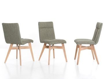expendio Essgruppe Caesar 1, (komplette Tischgruppe, Spar-Set, 7-tlg), Tisch Eiche rustikal + 4x Stuhl + 2x Armlehnstuhl Aranel Nexus grün