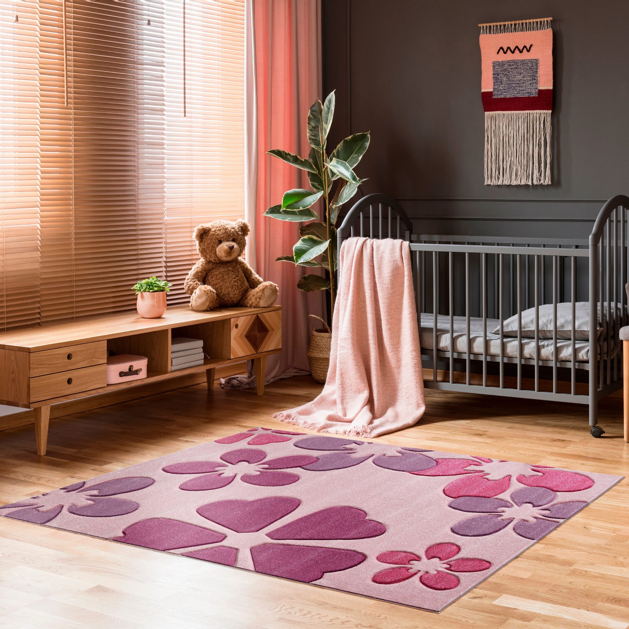 LUXOR living Kinderteppich Flair, rechteckig, Höhe: 15 mm, Kurzflor, Blumen Design, Kinderzimmer
