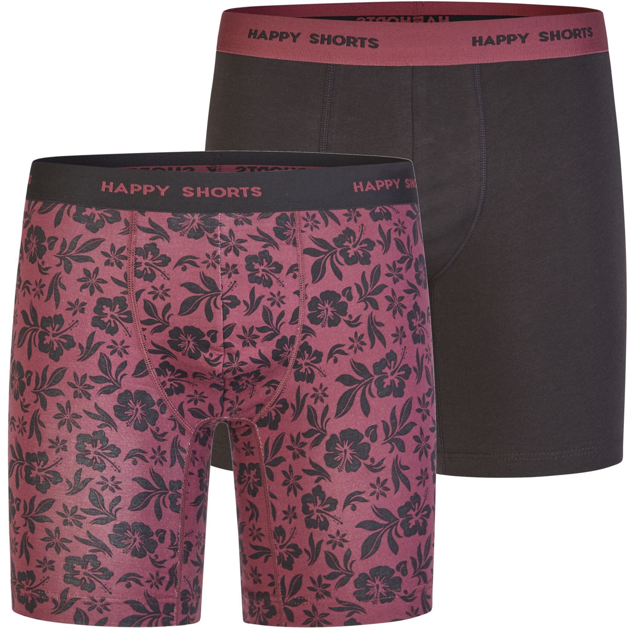 Trunk 2 Happy Shorts Jersey Trunk Lang Herren Boxershort Bordeaux - Schwarz
