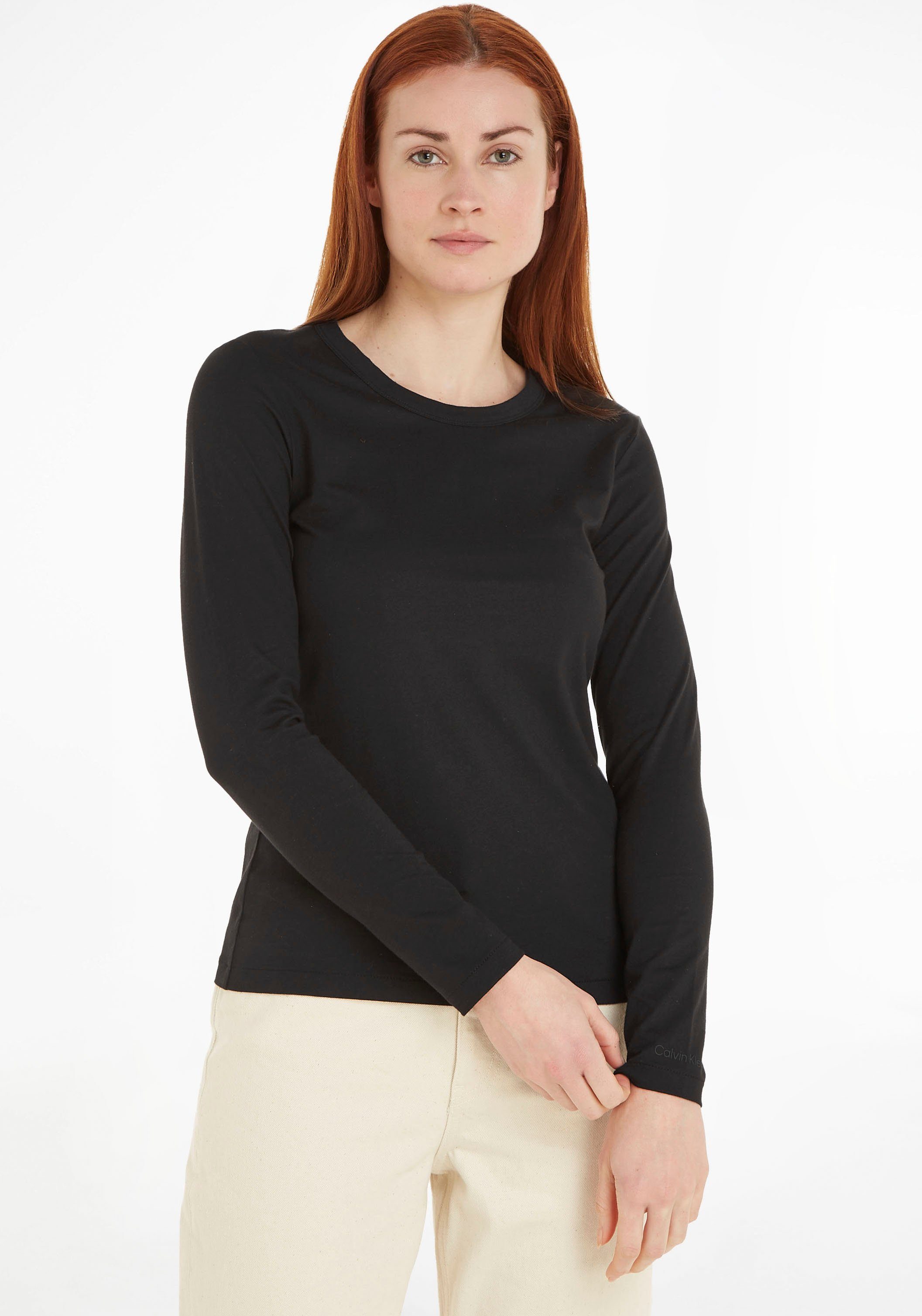 Calvin Klein Langarmshirt SMOOTH COTTON CREW NECK TEE LS mit  Runhalsausschnitt und Langarm