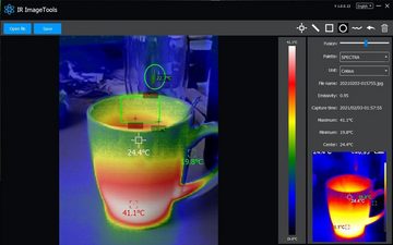 PeakTech Wärmebildkamera PeakTech 5610 B: IR-Wärmebildkamera 2,8", 220x160 px, -20°C ... 400°C, mit Video- & Fotofunktion, Analysesoftware und USB Kabel