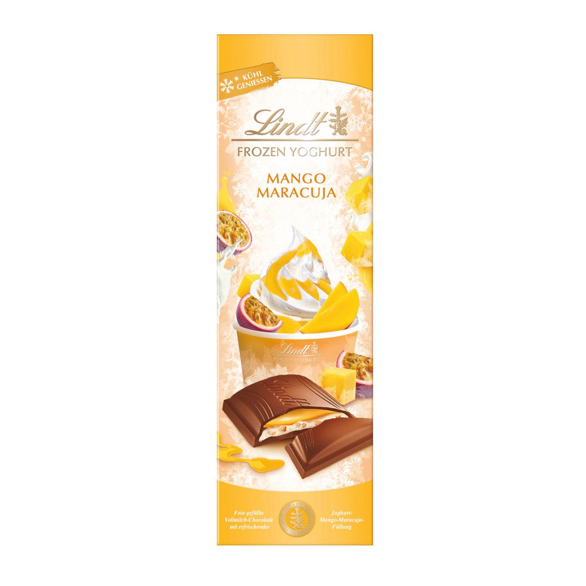 LINDT Schokolade, Lindt Frozen Yoghurt Mango Maracuja cremige leicht Packung 100g