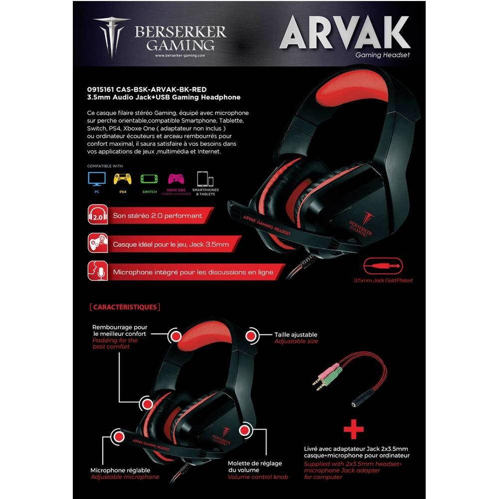 Kopfhörer Kopfhörer ARVAK Gaming Berserker Gaming