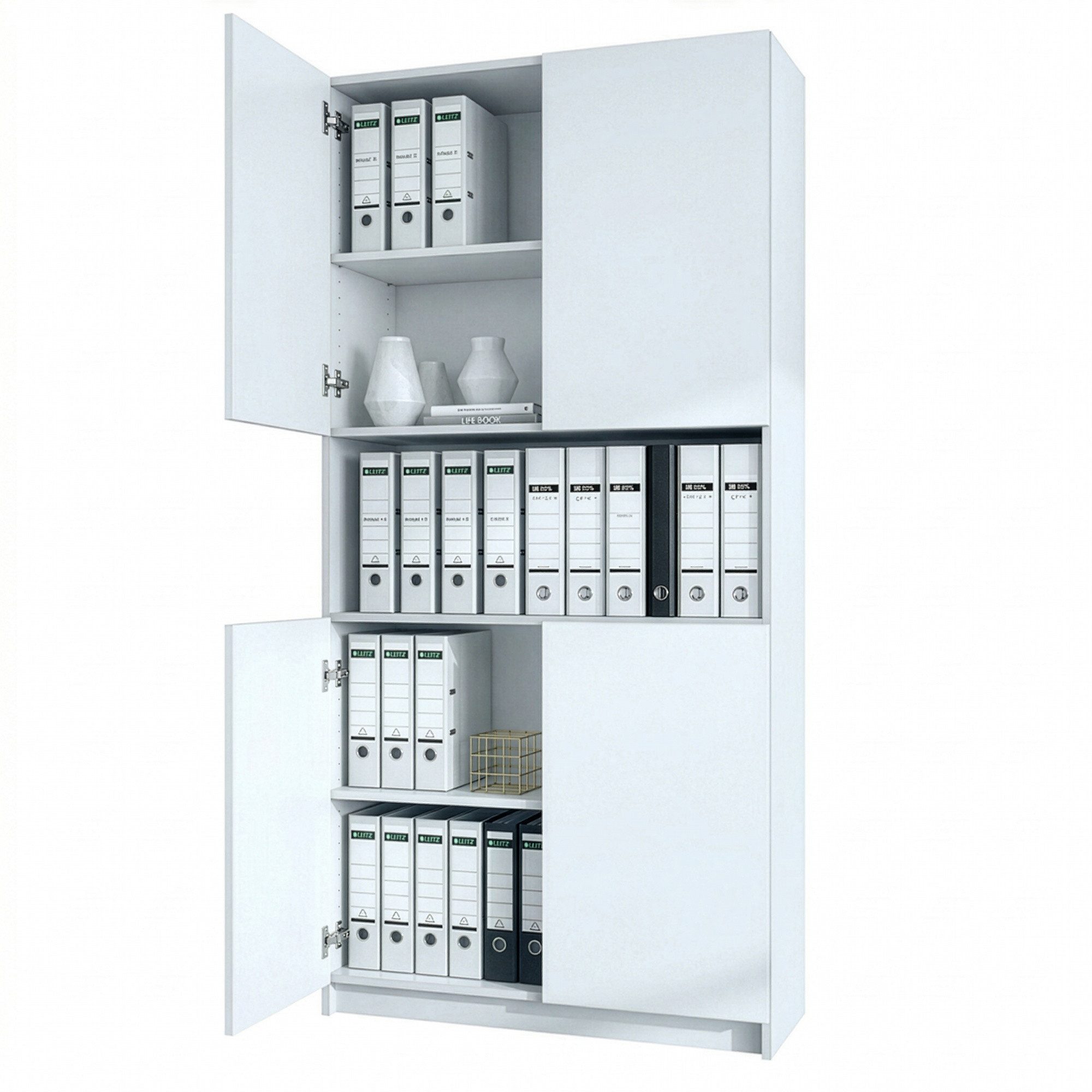 InnoFurn Aktenschrank Elona M2 Büroschrank (Ordnerschrank, Schrank für Büro, Home Office (82 x 184 x 37 cm) Aufbewahrungschrank mit Soft-Close & Push-to-Open