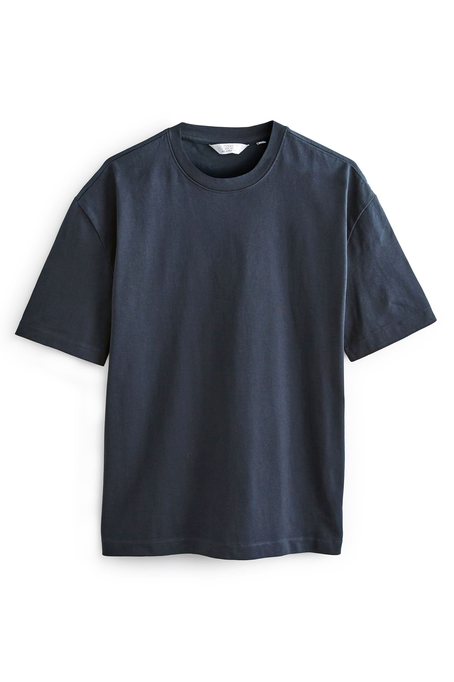 Next Print-Shirt Relaxed Fit, schweres T-Shirt (1-tlg) Navy Blue