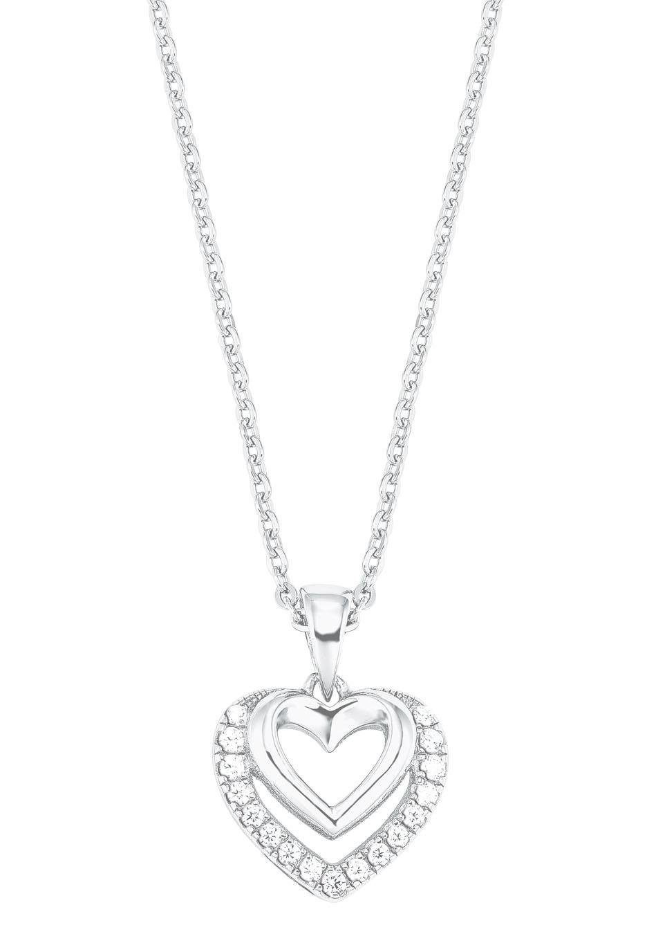 Amor Kette mit Anhänger Herzen, mit Zirkonia (synth)