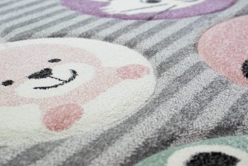 Kinderteppich Kinderteppich Tiere Kinderzimmerteppich Zoo Tiere in grau creme, Teppich-Traum, Rund, Höhe: 13 mm