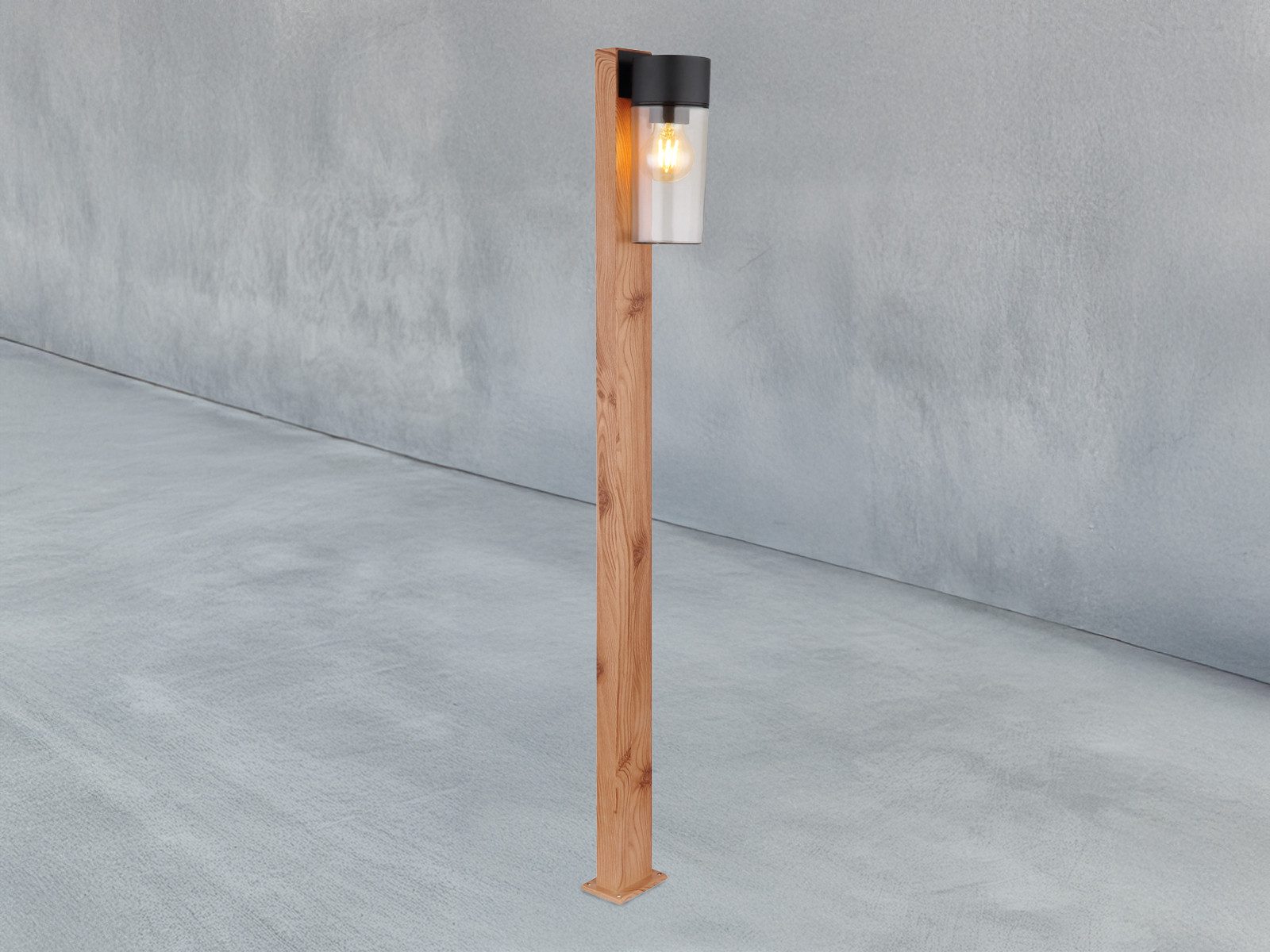 GLOBO LIGHTING LED Pollerleuchte, LED wechselbar, warmweiß, Weg-beleuchtung aus Edelstahl in Holzoptik für Gartenweg, Höhe 100cm