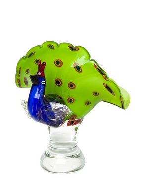 Aubaho Obstschale Glasschale Pfau Glas Schale Vogel Figur Dekoration 27cm