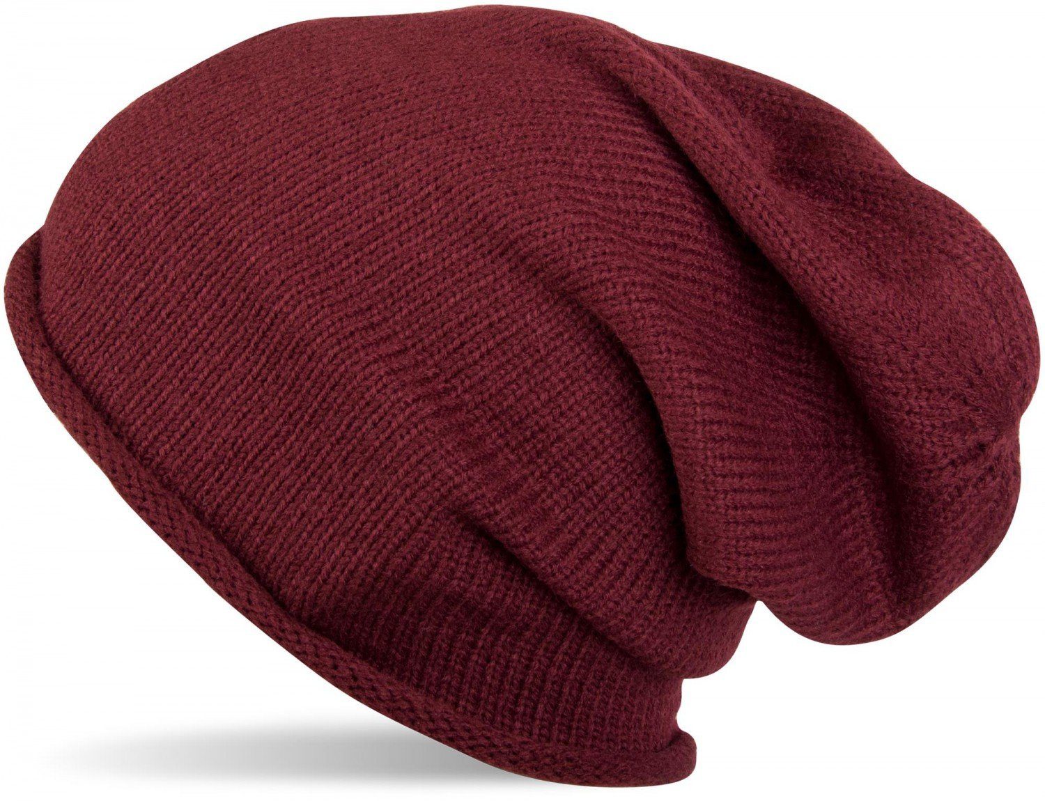 Strickmütze Feinstrick Beanie Mütze mit Rollrand